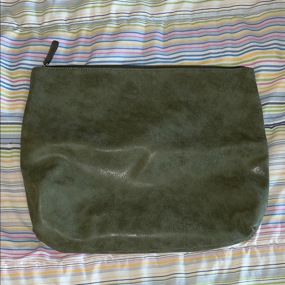 Free People Olive Green Vegan‎ Square Foldover Clutch